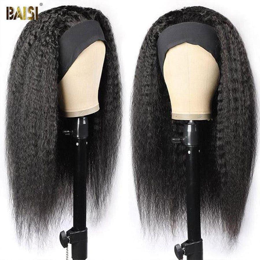 BAISI Achetez 2 perruques minimum au prix d'usine fournisseur Perruque Bandeau Kinky Sraight Yaki Fabriquée A La Machine (Pas Besoin de Code)