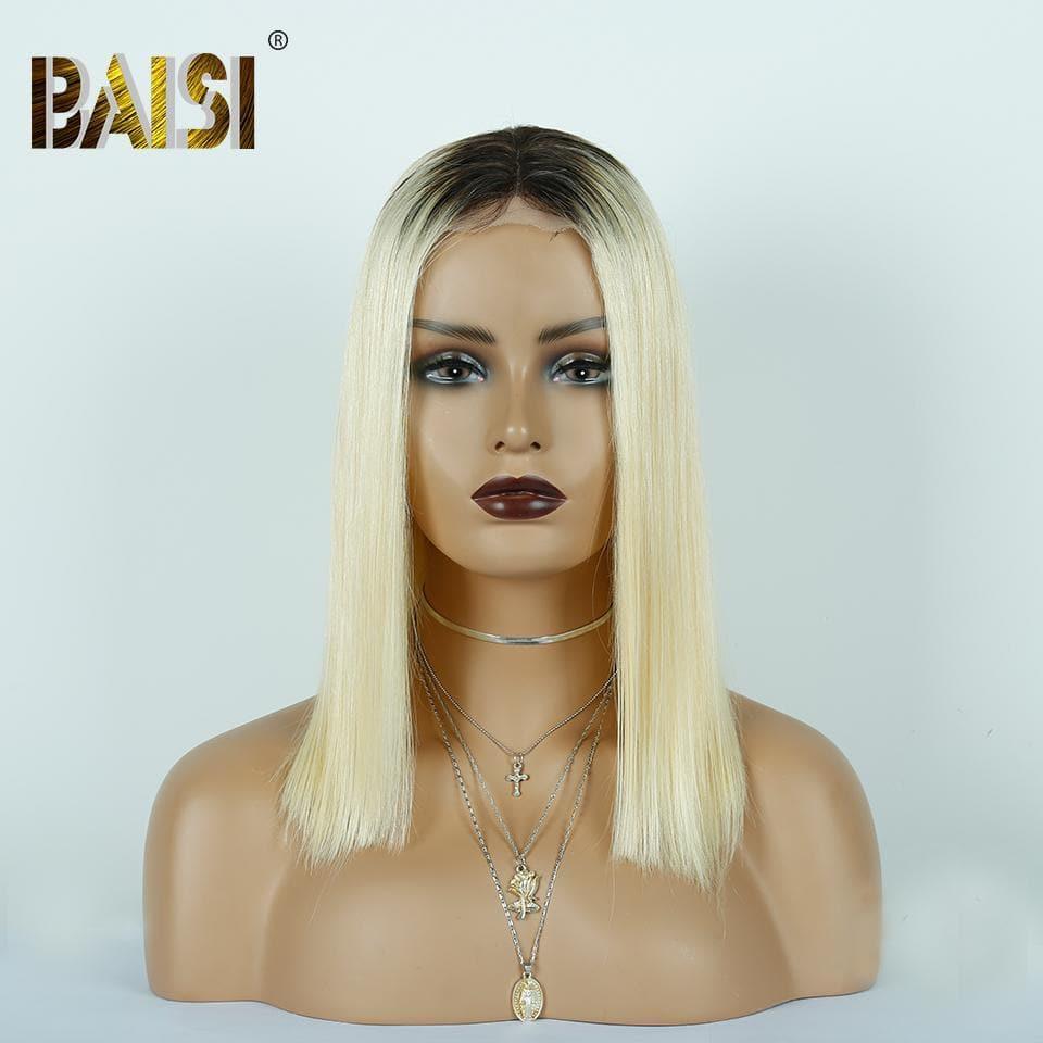 BAISI 4X4 Lace Closure Perücken #1B613 180% Dichte, gewellt und glatt