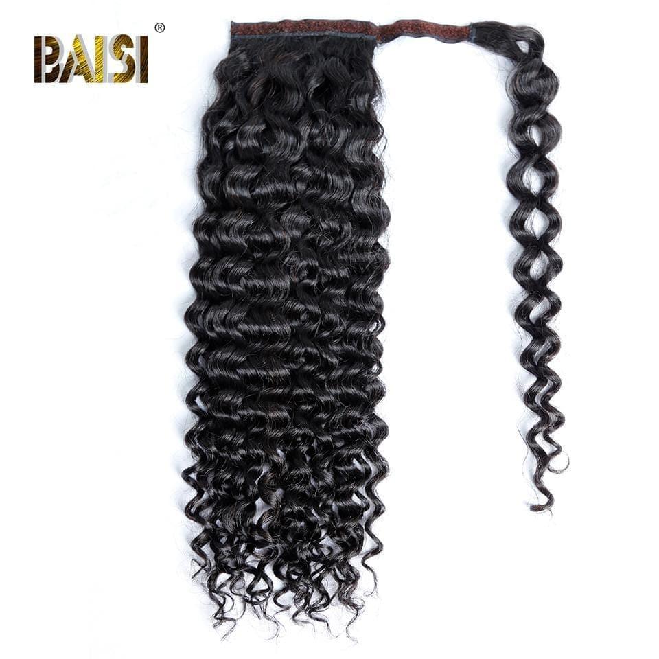 BAISI 100% capelli umani coda di cavallo onda d'acqua