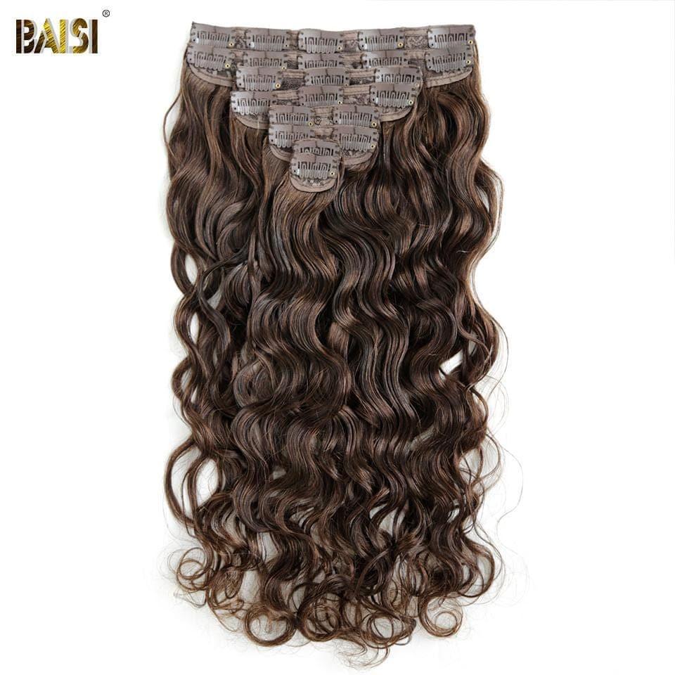 BAISI Clip In Hair Extensions #4 Body Wave In 100% Human Hair 8 Pieces and 120G Per Lot