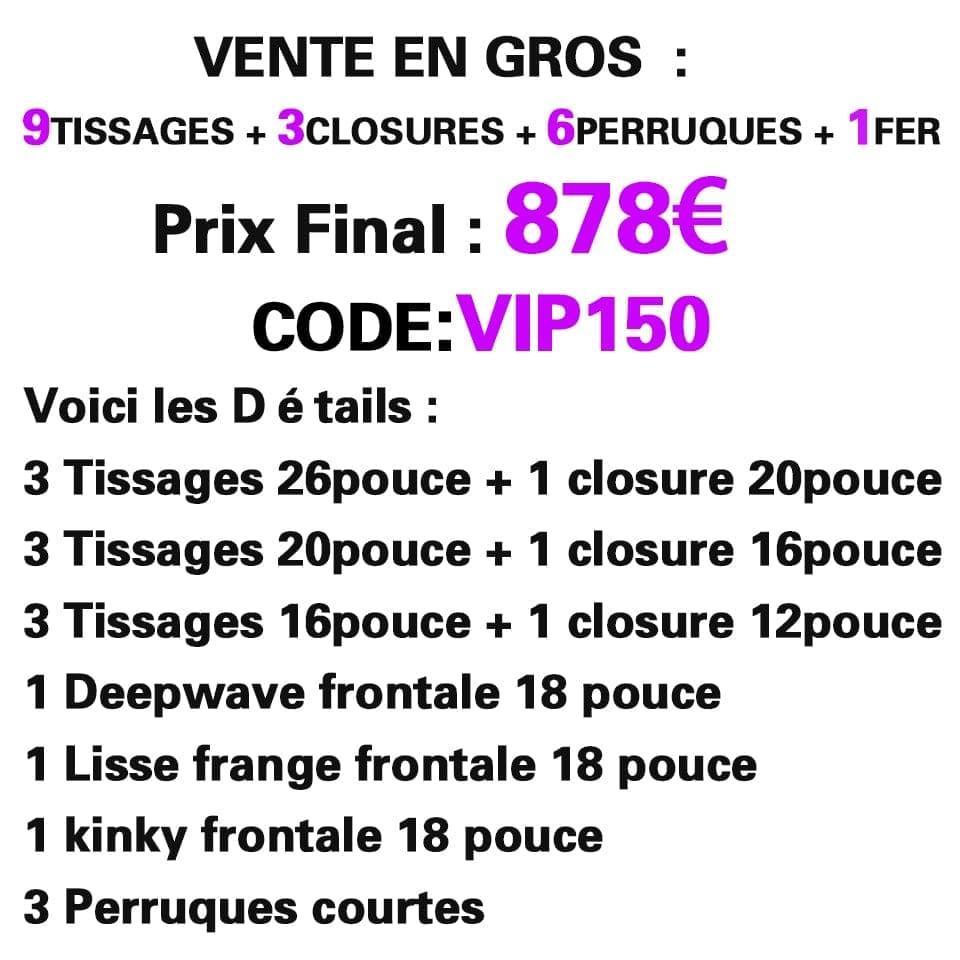 Lotto all'ingrosso BAISI di 6 parrucche 9 intrecci 3 chiusure a prezzi accessibili 878 euro in capelli umani al 100%