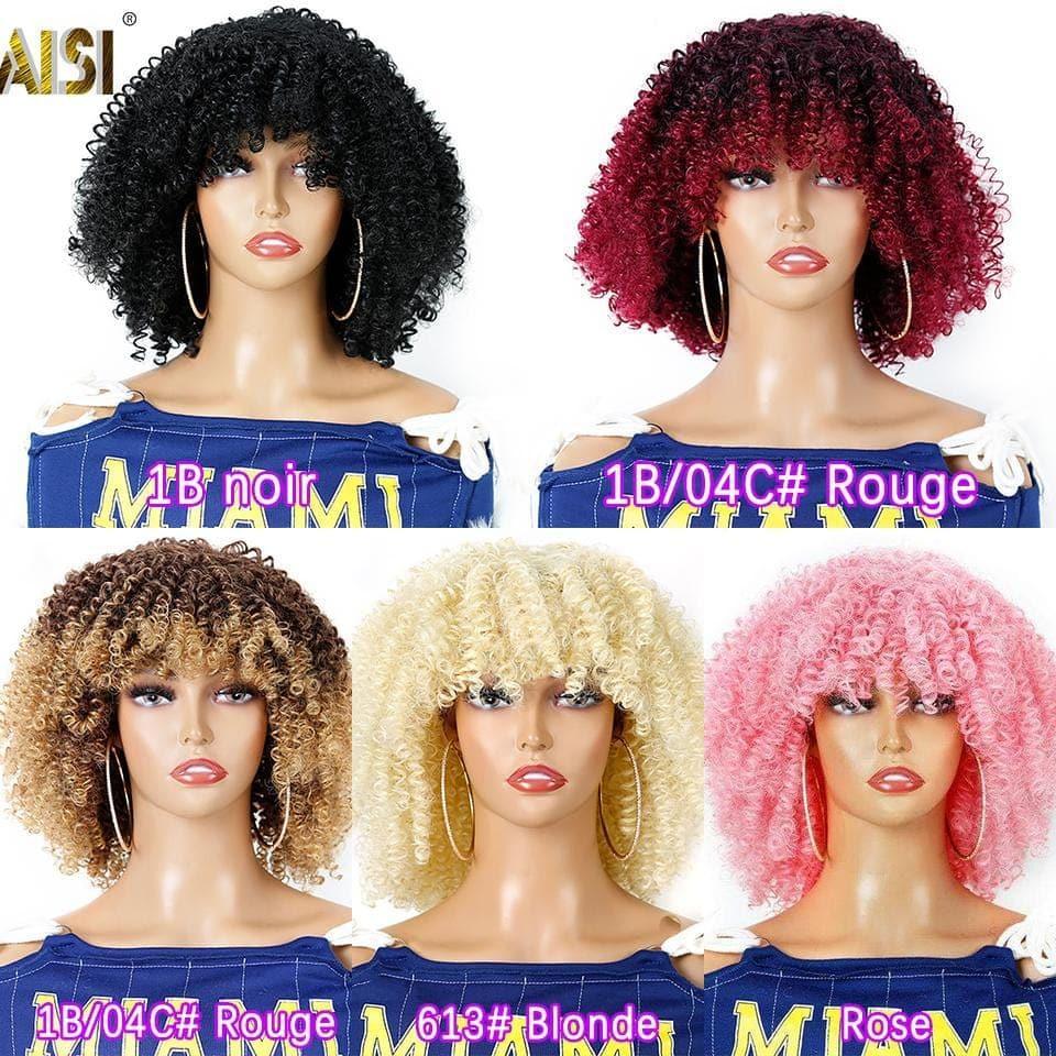 BAISI Kinky Curly Synthetic Wig With Bangs Good Volume 1044
