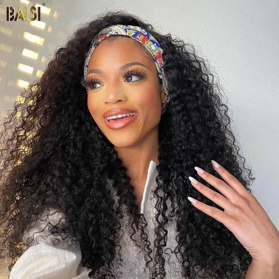 BAISI Achetez 2 perruques minimum au prix d'usine fournisseur Perruque Bandeau Curly Fabriquée A La Machine (Pas Besoin de Code)