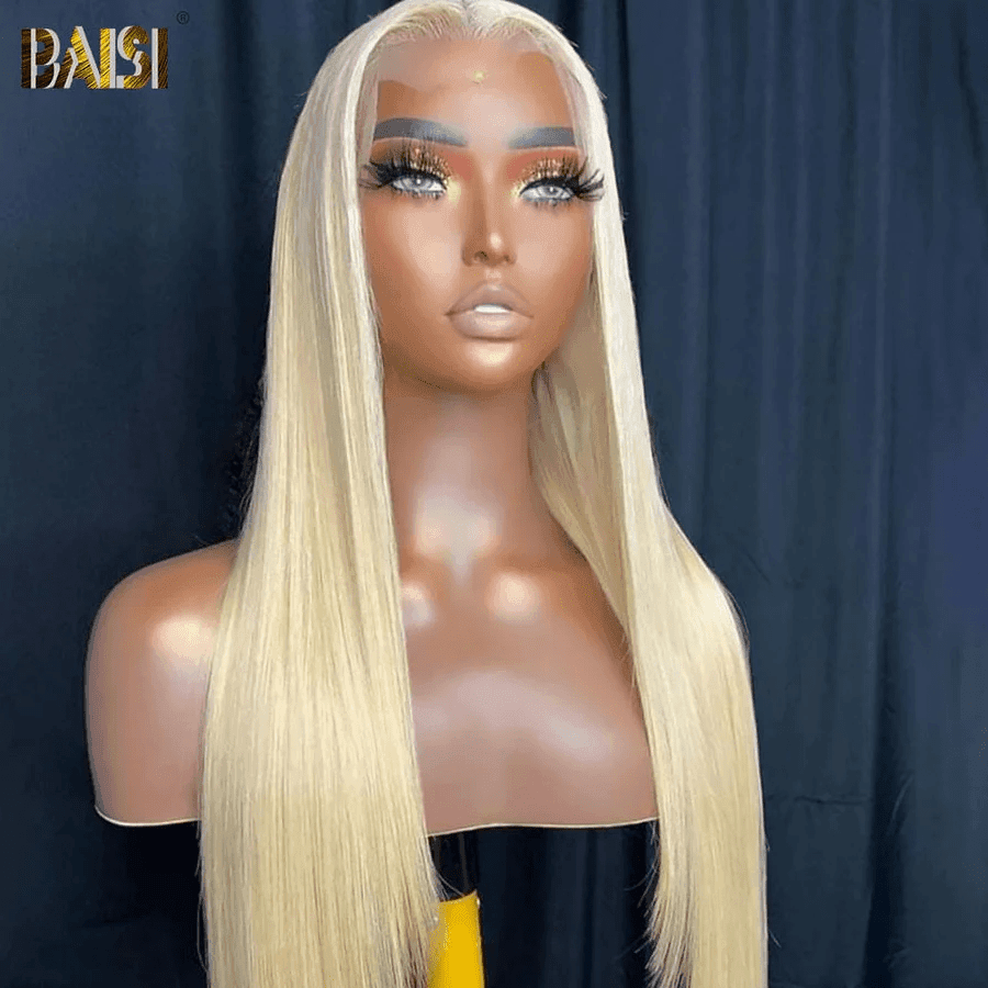 BAISI Achetez 2 perruques minimum au prix d'usine fournisseur 13X4 Frontal Perruque Lisse En Blonde 613# En 100% Vrais Cheveux Humains (Pas Besoin De Code)