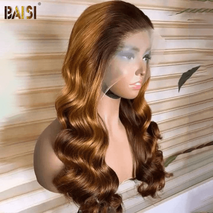 BAISI Achetez 2 perruques minimum au prix d'usine fournisseur 13x4 Lace Frontal Perruque Body Wave En Couleur #1B#4#27 Sans Colle Lace déjà couper Facile à Porter En 100% Cheveux Humains (Pas Besoins De Code)