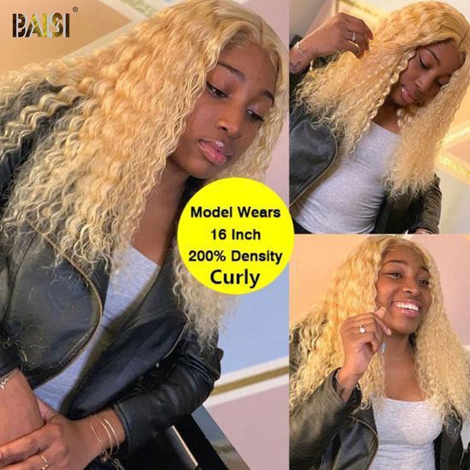 BAISI Lace Frontal Perruque #613 Bob Perruque Bouclée Lisse ou deep wave en 100% Cheveux Humains