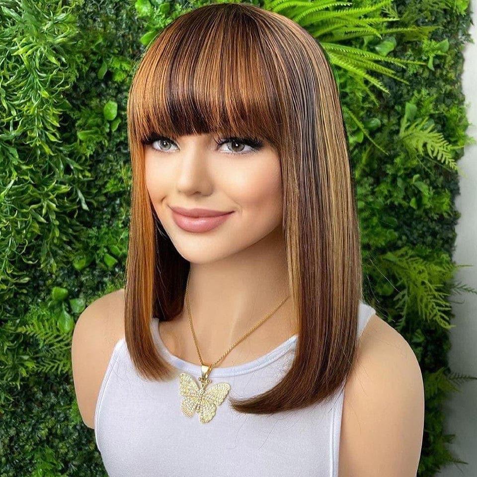 BAISI PERRUQUE 4X4 Body wave 26 Pouces ou 13X4 Body wave 18 Pouces 1BT33# ou MIEL AVEC FRANGE FABRIQUÉ À LA MACHINE 10POUCE 70€ En 100% Cheveux Humains