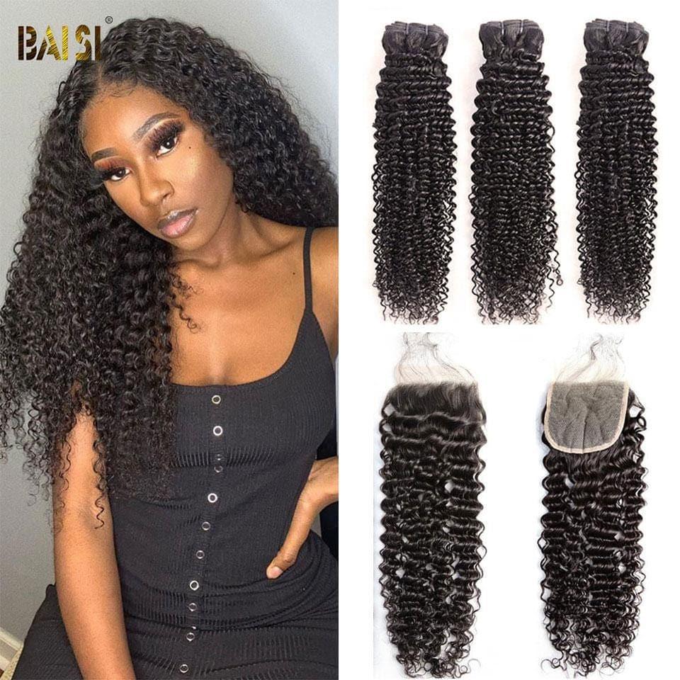 BAISI 10A Tecido Com Fecho/Frontal Em Grande Venda Encaracolado