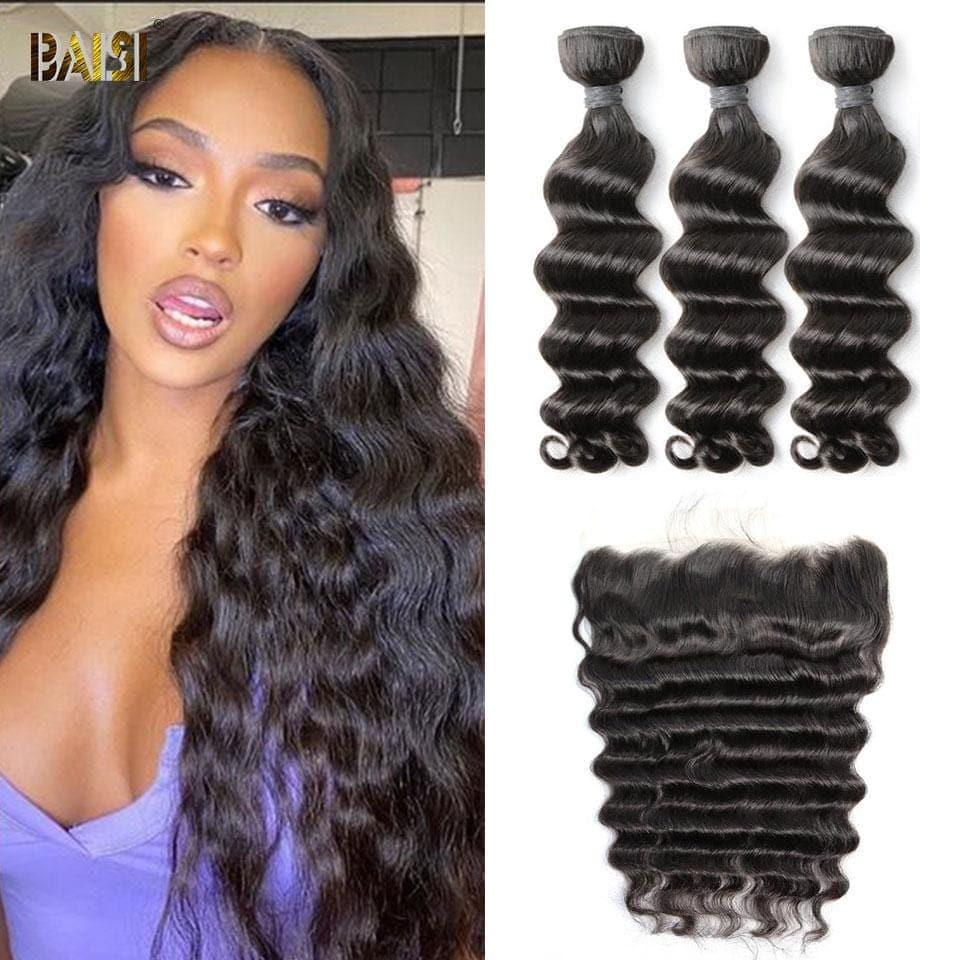 BAISI 10A Weave With Closure/Frontal On Big Sale Natural Wave