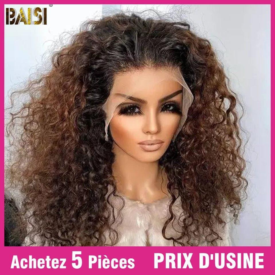 BAISI Achetez 2 perruques minimum au prix d'usine fournisseur 13x4 Frontal Lace Perruque Deep Wave Marron Claire en 100% Cheveux Humains (Pas Besoin de Code)