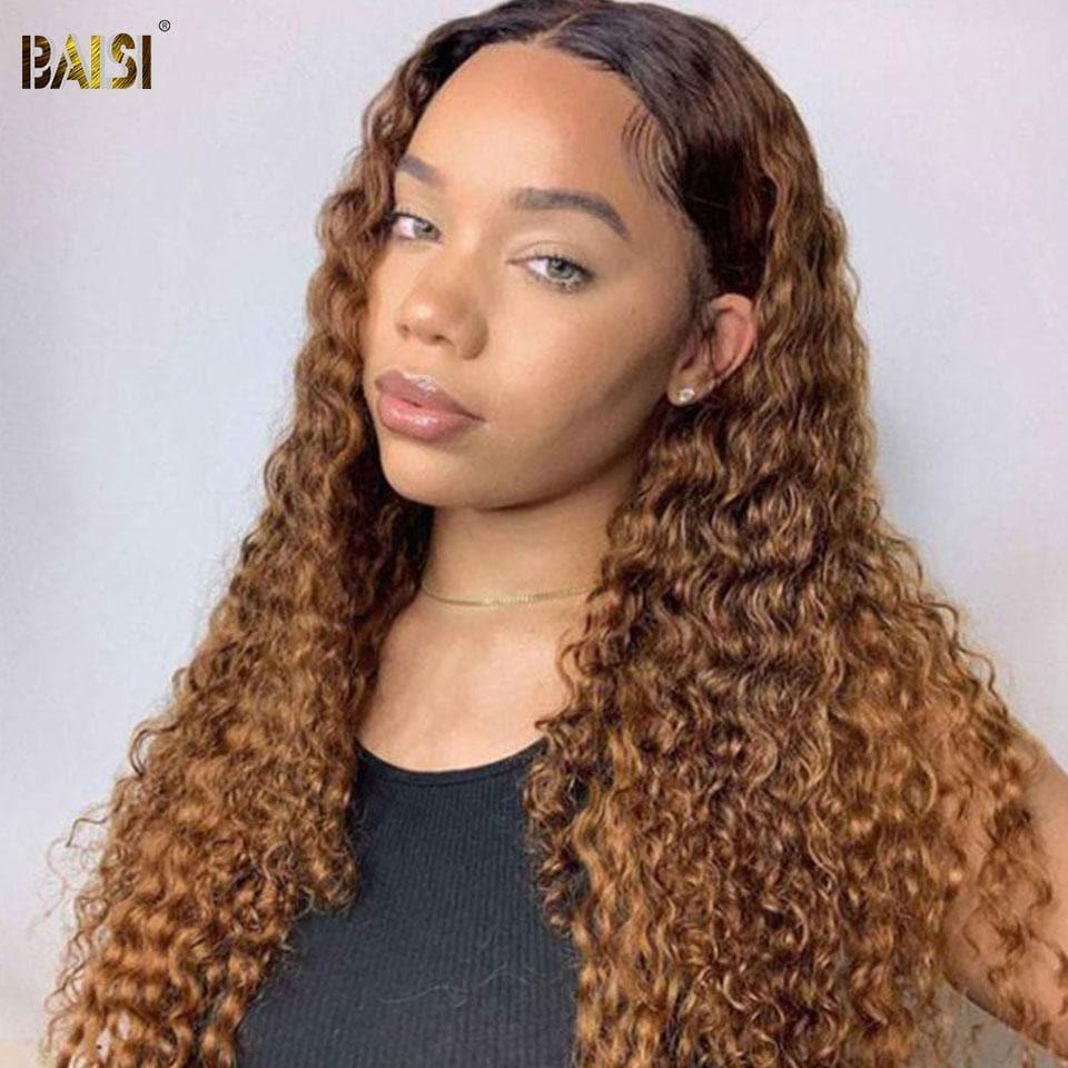 BAISI Color 1B30 # Parrucca di capelli umani ondulati a onde profonde con capelli a radici scure pre pizzicati