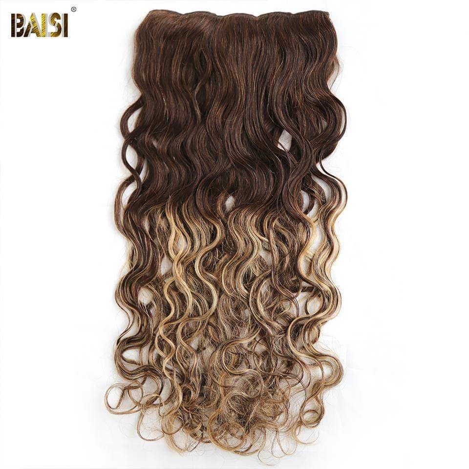 BAISI Extensions À Clips F#4-4#-27 Body Wave En 100% Cheveux Humains 8 Pièces et 120G Par Lot