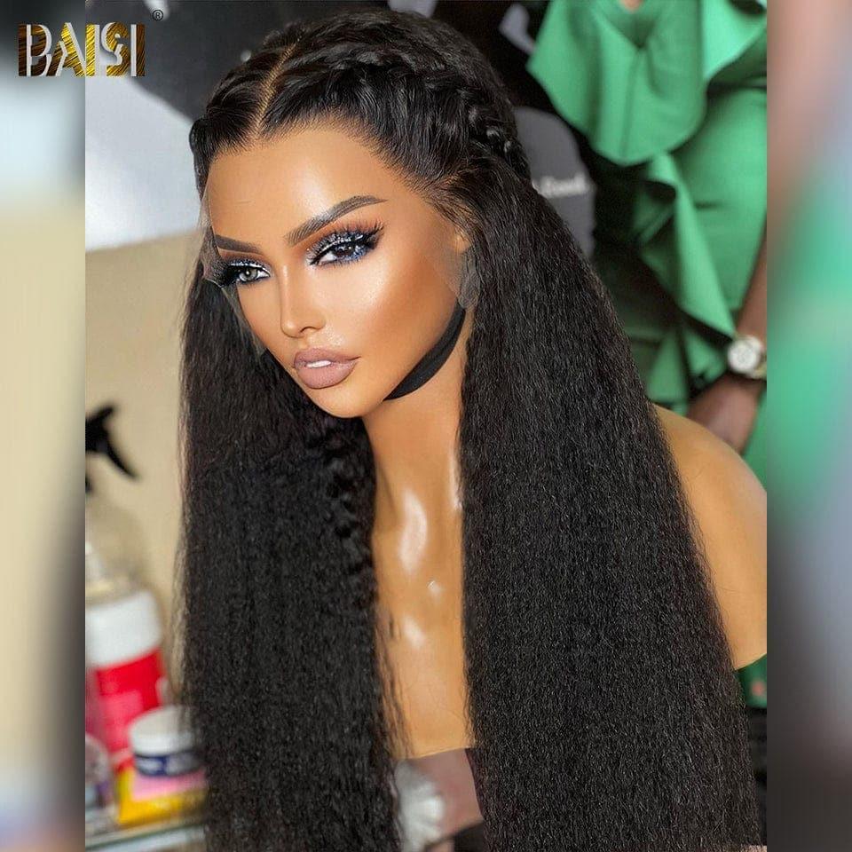 BAISI Achetez 2 perruques minimum au prix d'usine fournisseur 13x6 Lace Frontal Perruque Kinky Straight Sans Colle Lace déjà couper Facile à Porter en 100% Raw Hair
