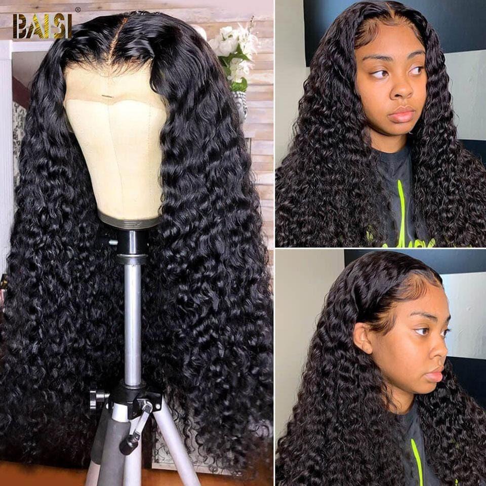 BAISI Bouclé Deep Wave 13x4 Vietnam Hair 250% densité avec frontale Perruque de luxe haute de gamme plus de 20 ans d' utilisations