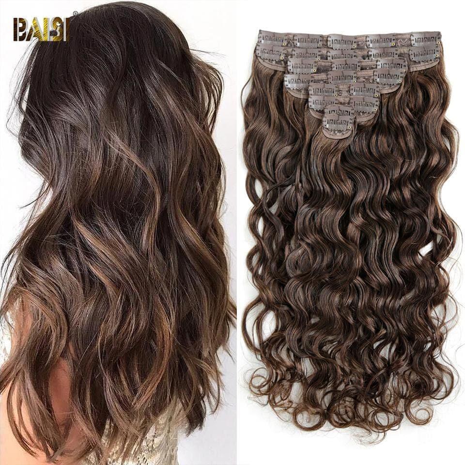 BAISI Clip In Hair Extensions #4 Body Wave In 100% Human Hair 8 Pieces and 120G Per Lot