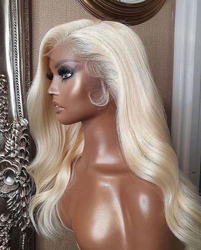 BAISI Achetez 2 perruques minimum au prix d'usine fournisseur 13X4 Frontal Perruque Body Wave En Blonde 613# En 100% Vrais Cheveux Humains (Pas Besoins De Code)