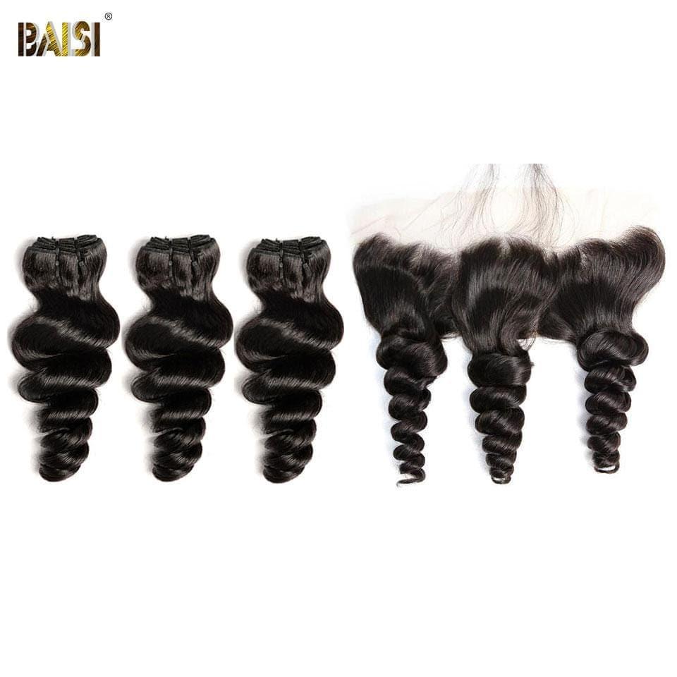 BAISI 10A Weave Com Fechamento/Frontal Em Grande Venda Onda Solta