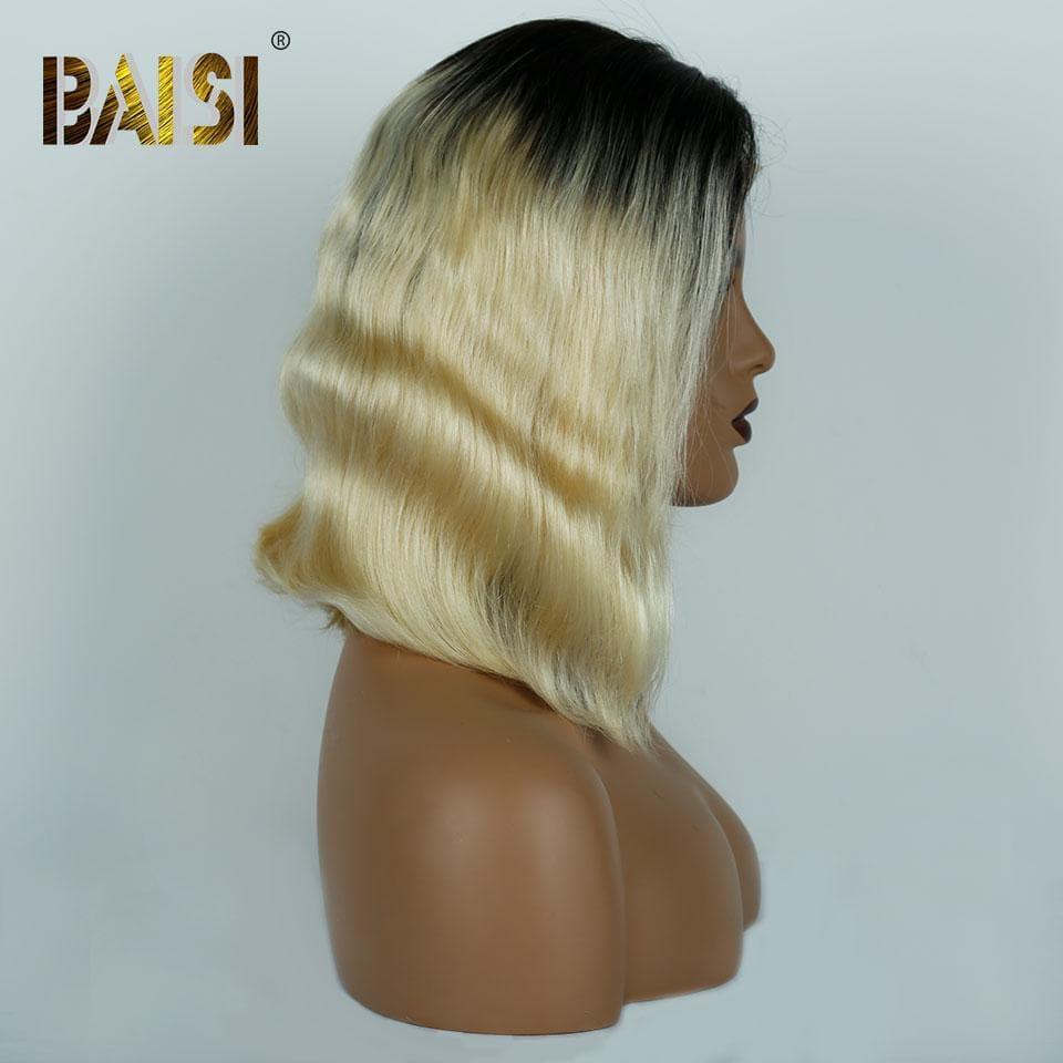 BAISI 4X4 Lace Closure Perücken #1B613 180% Dichte, gewellt und glatt
