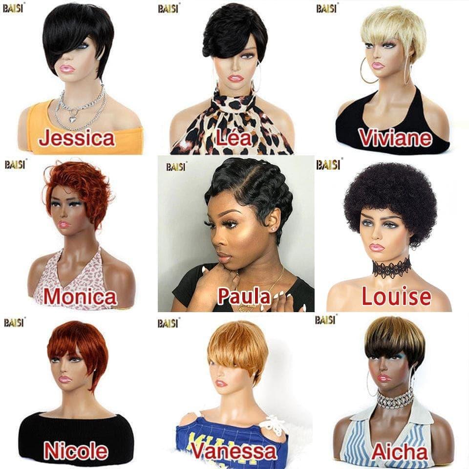 BAISI Achetez 2 perruques minimum au prix d'usine fournisseur en France TVA 0€ 48H arrivé petite coupe fabriqué à la machine (Pas Besoin de Code)