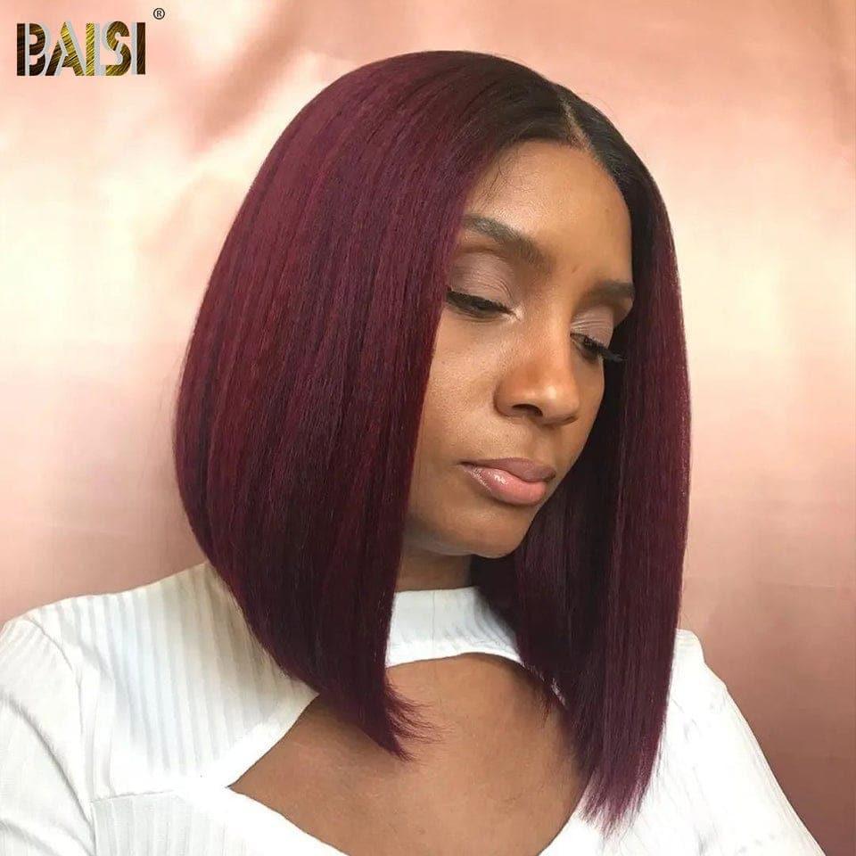 BAISI 13X4 Lace Perruque kinky en Couleur en 100% Cheveux Humains