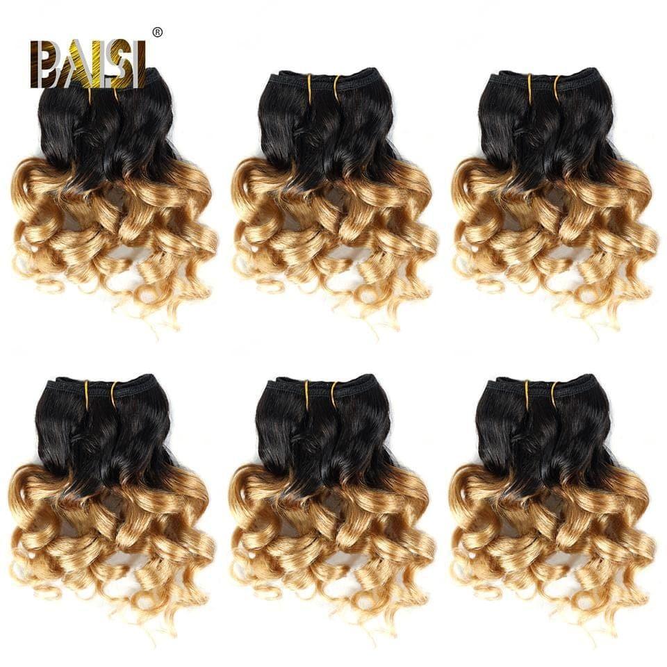 BAISI 8A Tissage Brésilien Cheveux Vierges Bouclé Noir 1B#30 1B#27 Water Wave 8-12 pouces