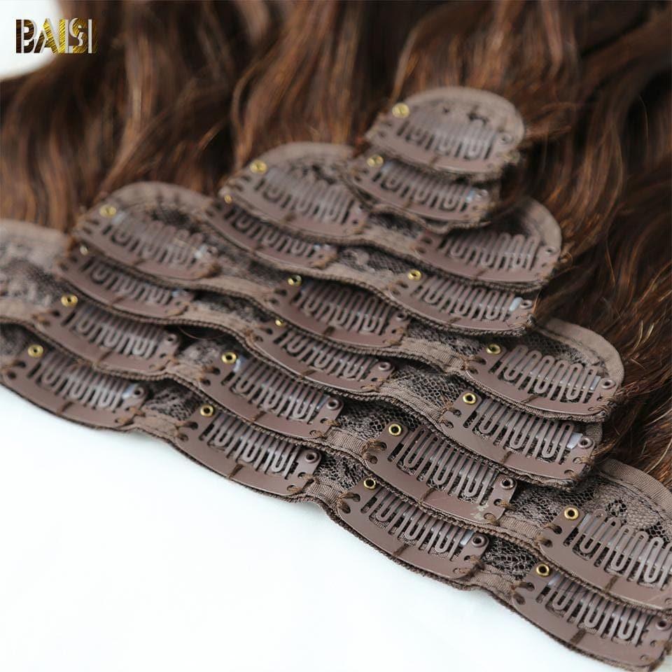 BAISI Extensions À Clips F#4-4#-27 Body Wave En 100% Cheveux Humains 8 Pièces et 120G Par Lot