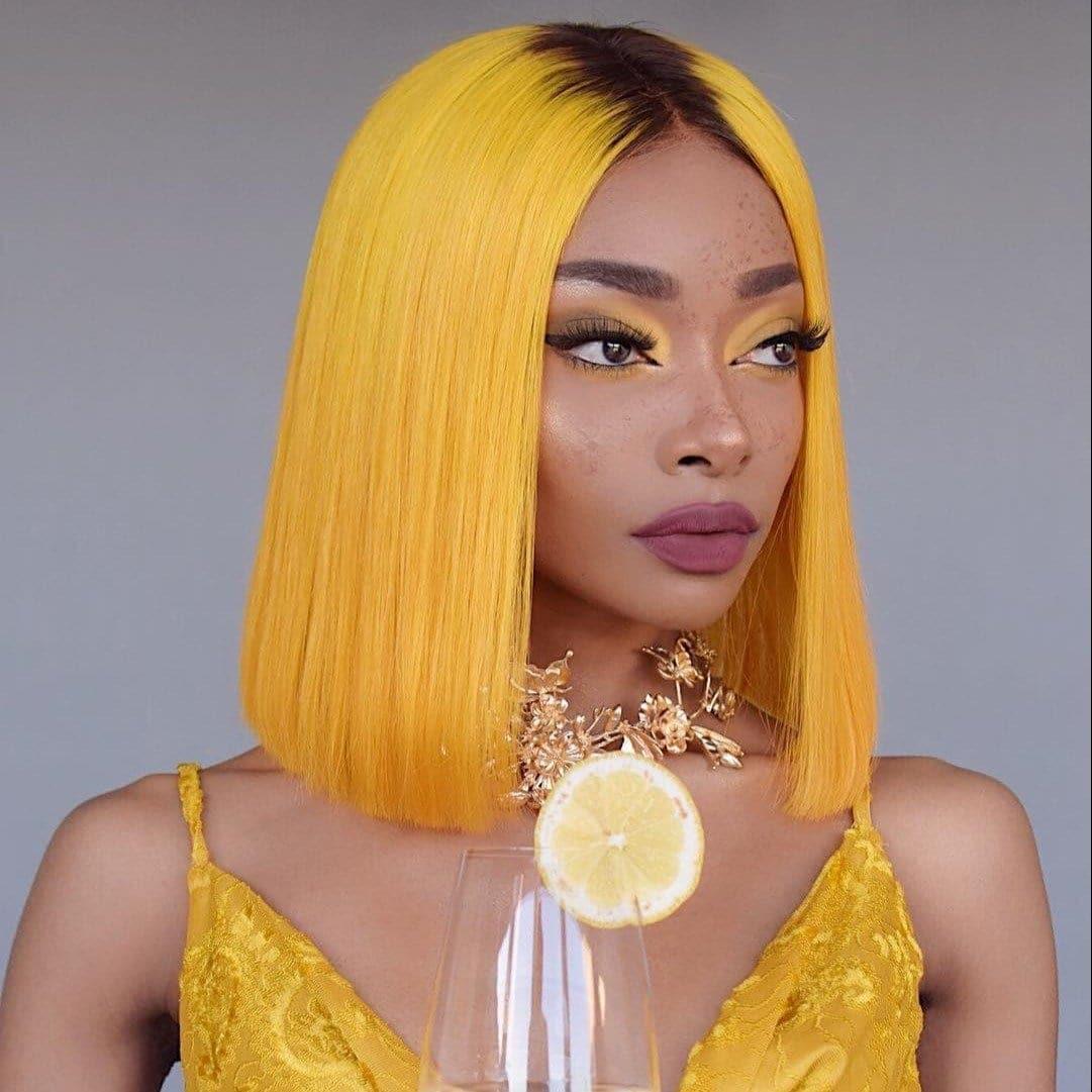 BAISI 1B Color 13X4 Lace Frontal Colored Wigs Smooth 100% Human Hair VIP100