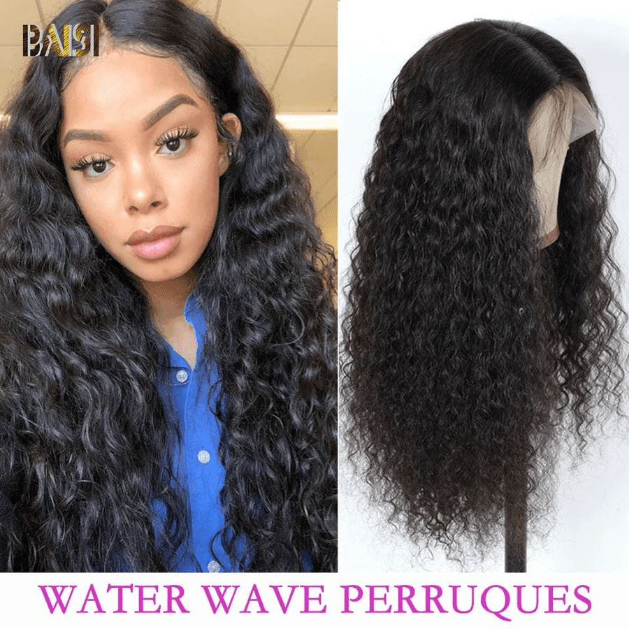 BAISI Achetez 2 perruques minimum au prix d'usine fournisseur Perruque Naturelle En Lace Frontal Water Wave En 100% Cheveux Humains (Pas Besoin de Code)