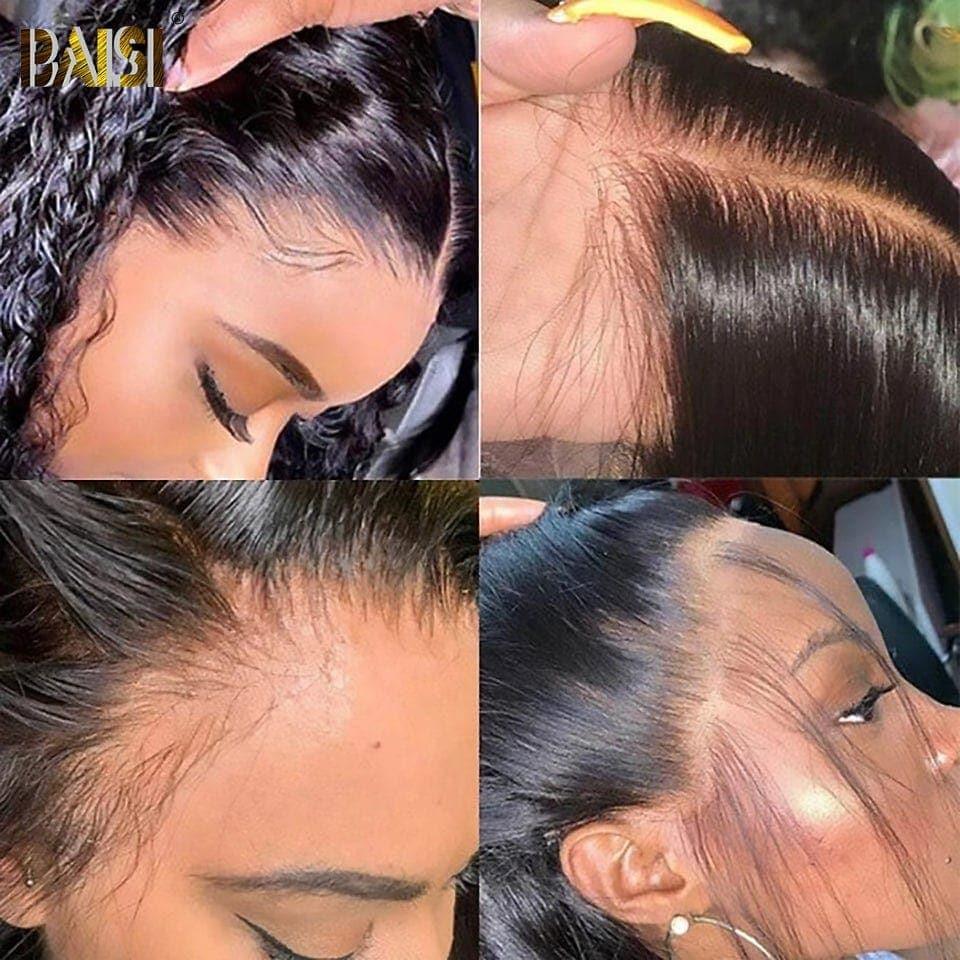 BAISI HD Lace Frontal Perruque Lisse en Cheveux Humains Avec Les Baby Hair Trop Naturelle