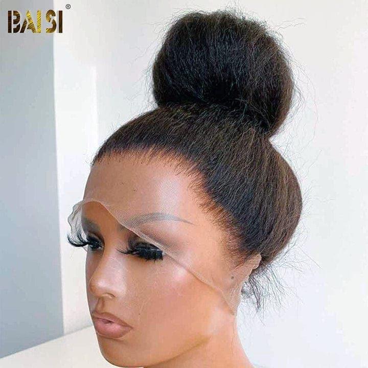 BAISI Achetez 2 perruques minimum au prix d'usine fournisseur 360 Lace Perruque Kinky Straight Yaki en Vrais Cheveux Humains Coiffure Chignion (Pas Besoin de Code)