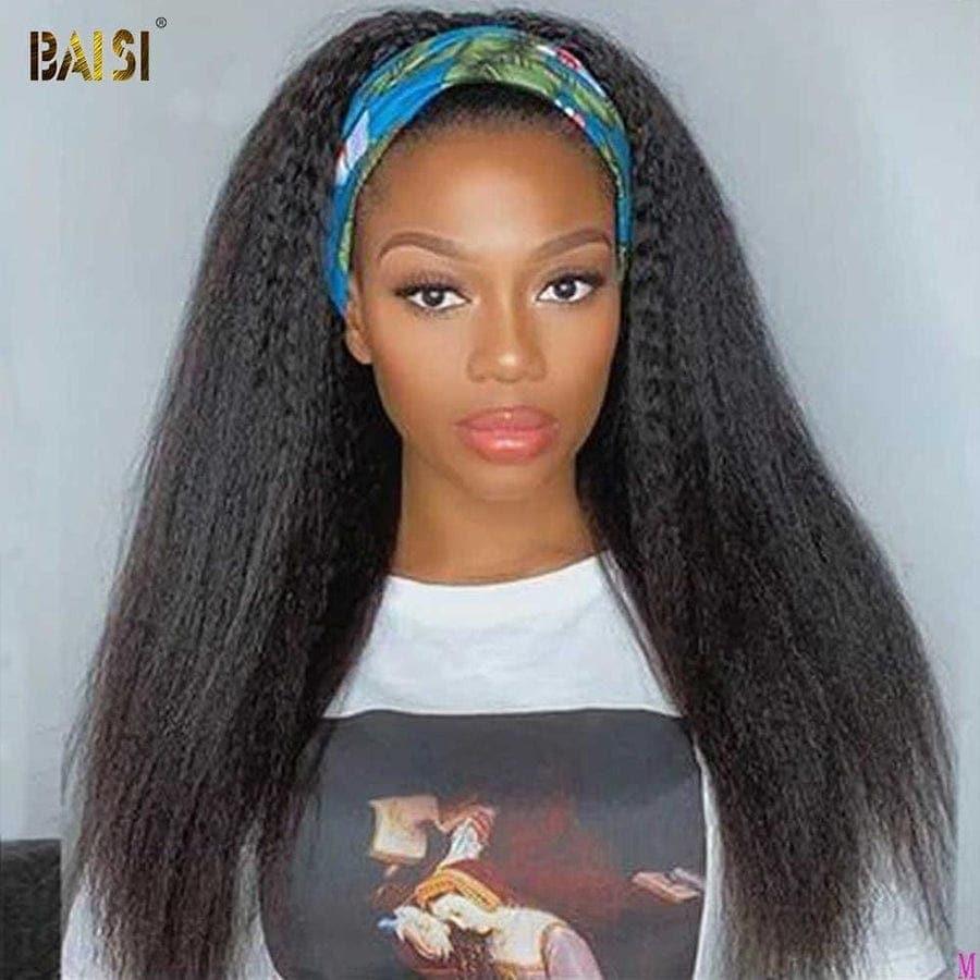BAISI Achetez 2 perruques minimum au prix d'usine fournisseur Perruque Bandeau Kinky Sraight Yaki Fabriquée A La Machine (Pas Besoin de Code)
