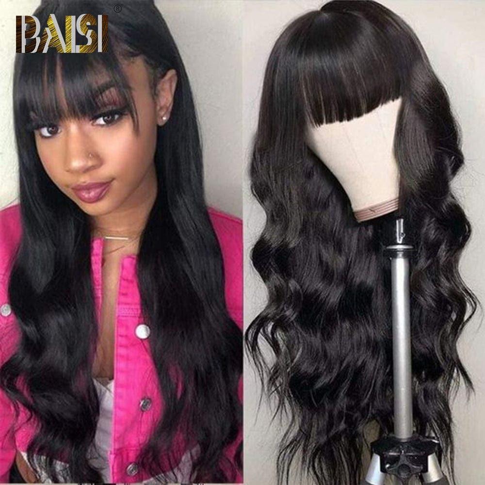 BAISI 4x4 Closure Body Wave Perücke mit Pony 100% Echthaar brasilianisches indisches Haar gute Qualität