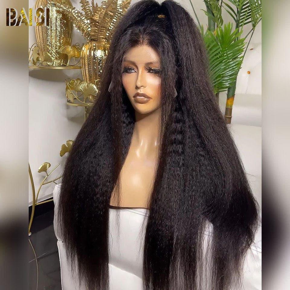 BAISI HAIR FR 13x6 Lace Frontal Perruque Kinky Straight Yaki en 100% Raw Hair