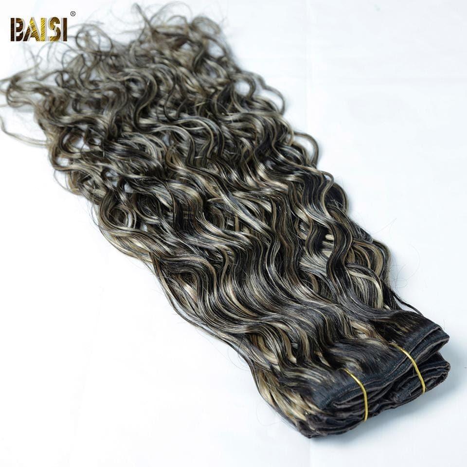 BAISI T1B#4-#27 Körperwellen-Clip-In-Haarverlängerungen, 100 % Echthaar, 8 Stück und 120 g pro Los