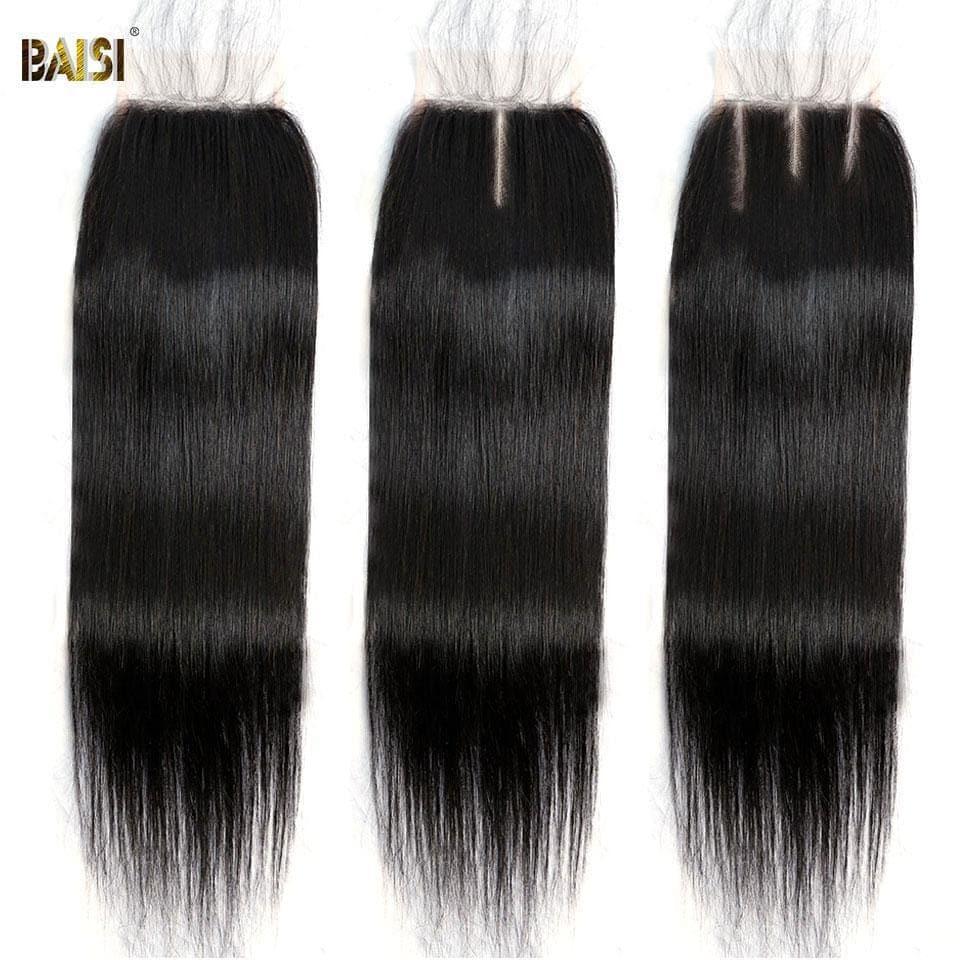 BAISI 4x4 glatter Spitzenverschluss mit kleinen gebleichten Knoten