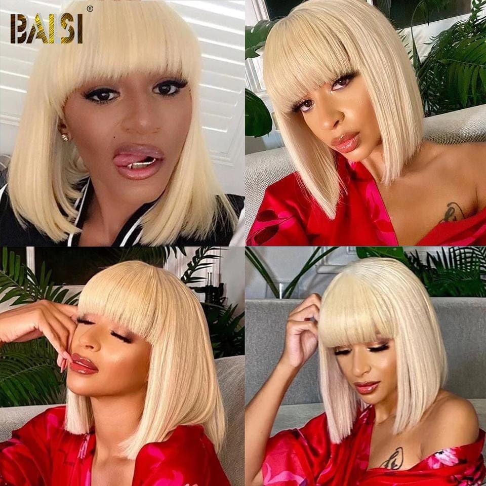 Peluca Sintética Recta BAISI Con Flequillo Corte Chino Sintético 1081