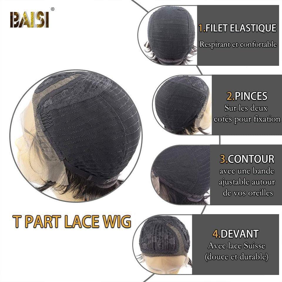 BAISI T Part Lace Custom Wig With Side Part or 2X6 Smooth Lace 10 Inch Luxury Bob 98€