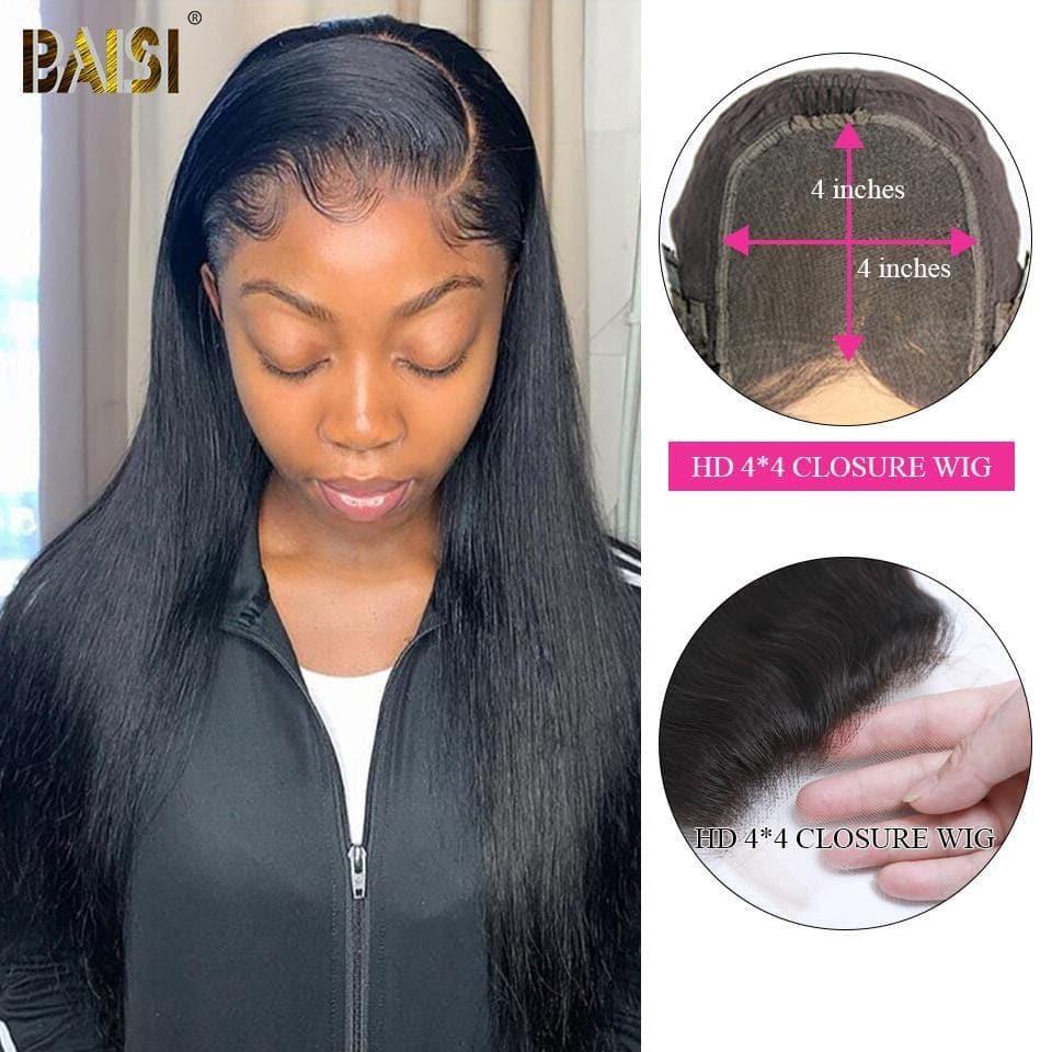 BAISI 4*4 HD Closure Perruque En 100% Cheveux Humains