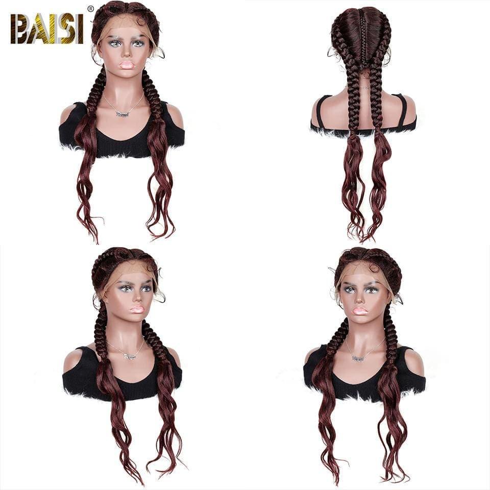 BAISI Braided Wigs Mat Long Synthetic Natural Braid