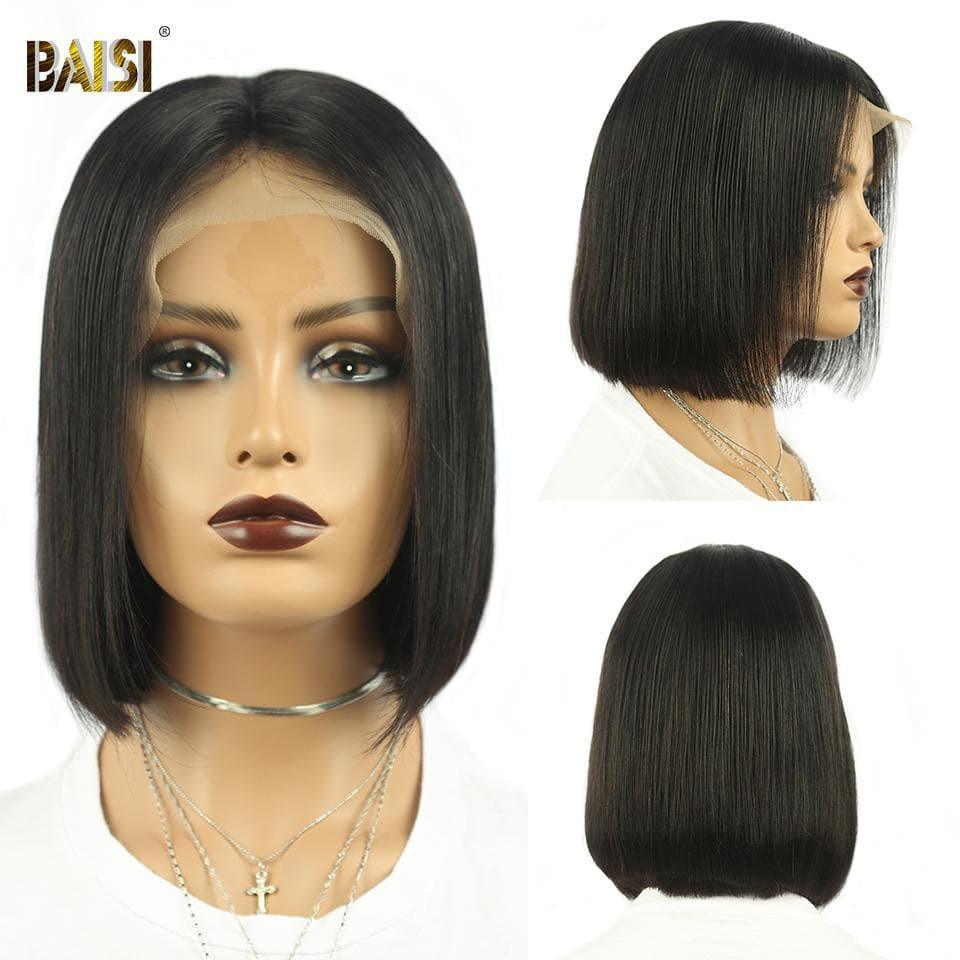 BAISI 13X4 Lace Frontal Bob Wig Square Cut color 100% Human Hair