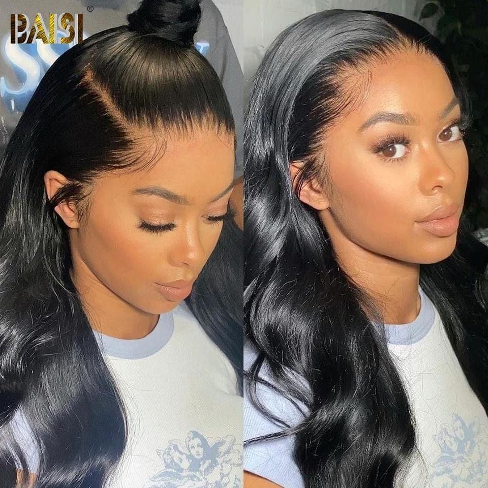 BAISI HD Lace Front Human Hair Body Wave Wig With Natural Baby Hair