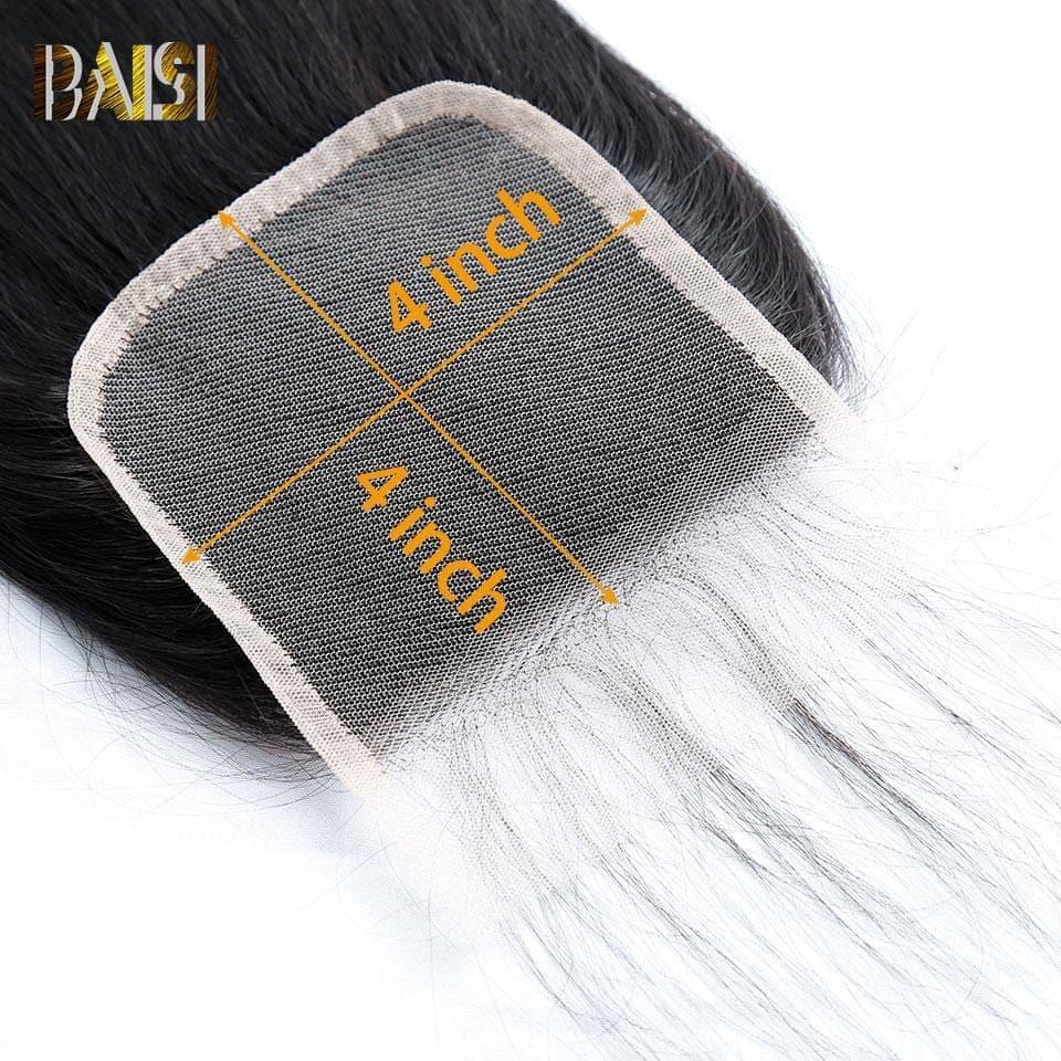 BAISI 4x4 glatter Spitzenverschluss mit kleinen gebleichten Knoten