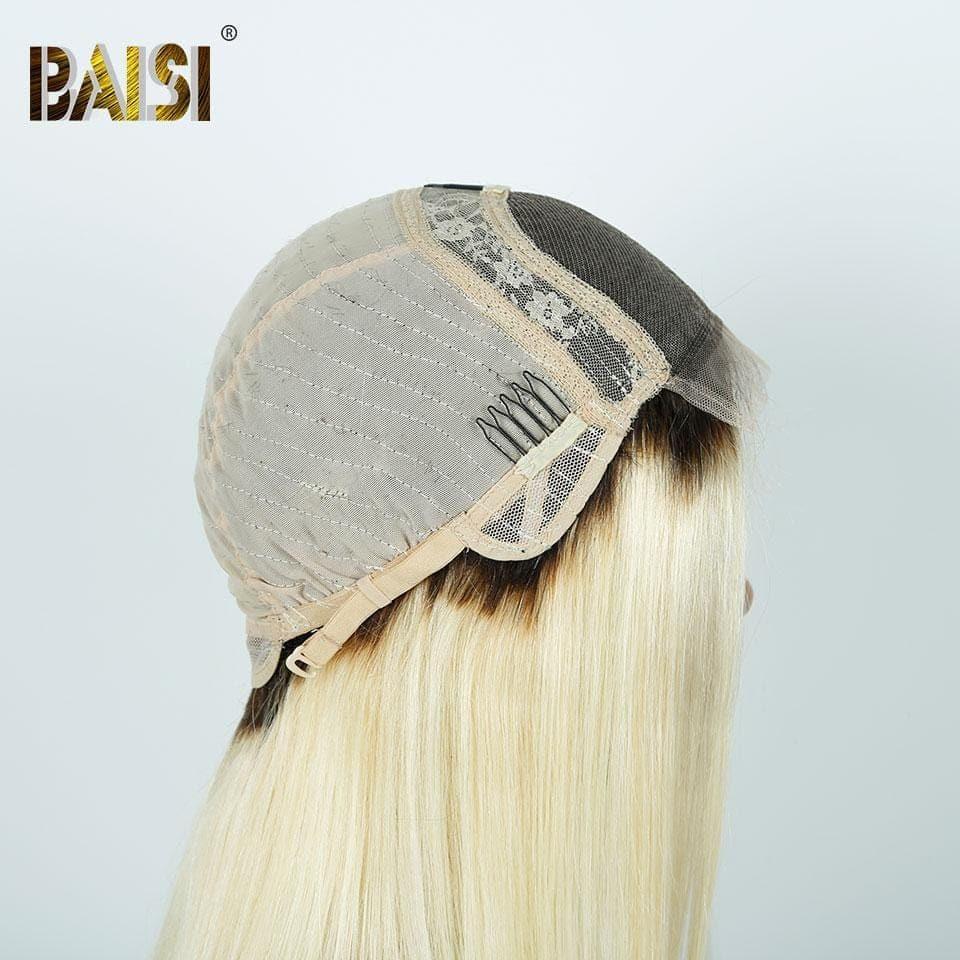 BAISI 4X4 Lace Closure Perücken #1B613 180% Dichte, gewellt und glatt