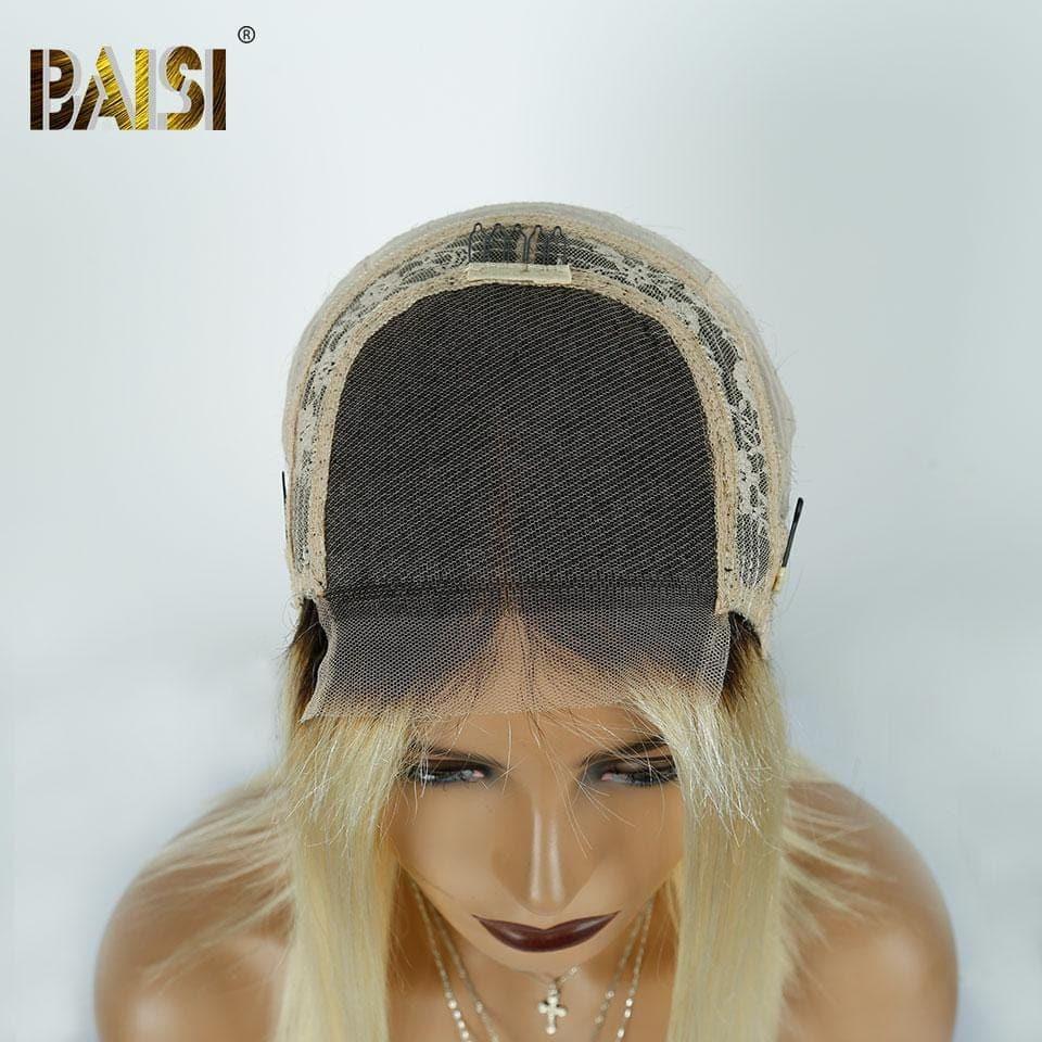 BAISI 4X4 Lace Closure Perücken #1B613 180% Dichte, gewellt und glatt