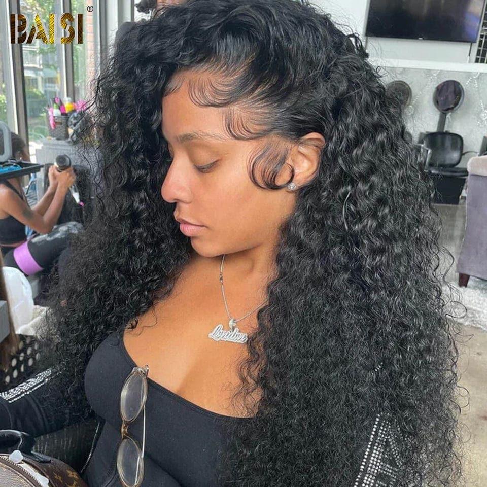 BAISI Achetez 2 perruques minimum au prix d'usine fournisseur Perruque Naturelle En Lace 13X4 Frontal Curly En 100% Cheveux Humains (Pas Besoin de Code)