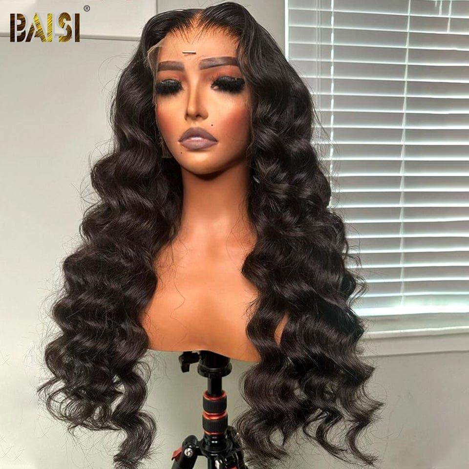 BAISI 100% Human Hair Natural Wave Lace Front Human Hair Wig