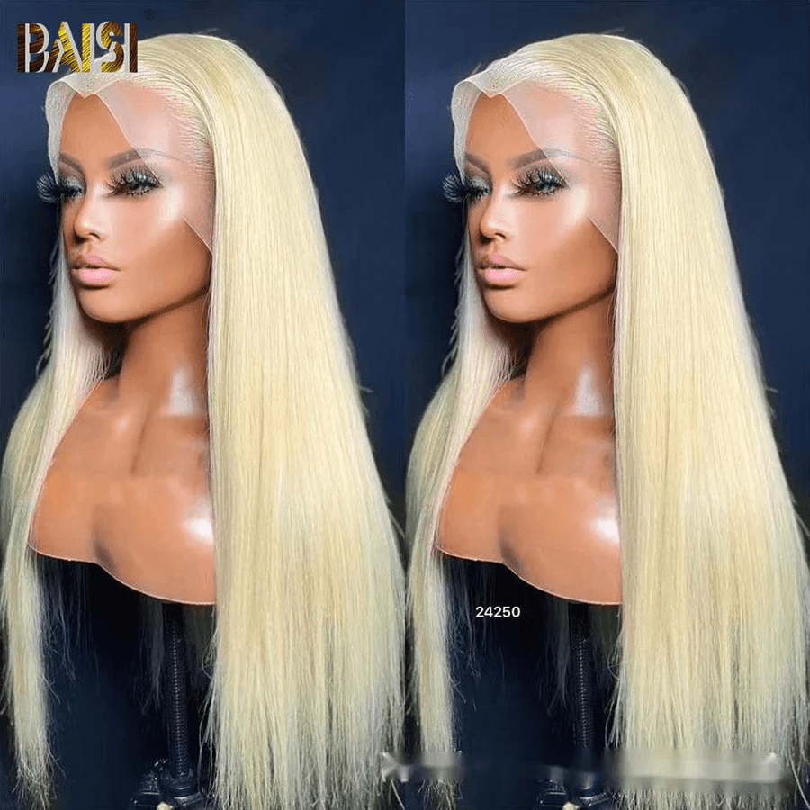 BAISI Achetez 2 perruques minimum au prix d'usine fournisseur 13X4 Frontal Perruque Lisse En Blonde 613# En 100% Vrais Cheveux Humains (Pas Besoin De Code)