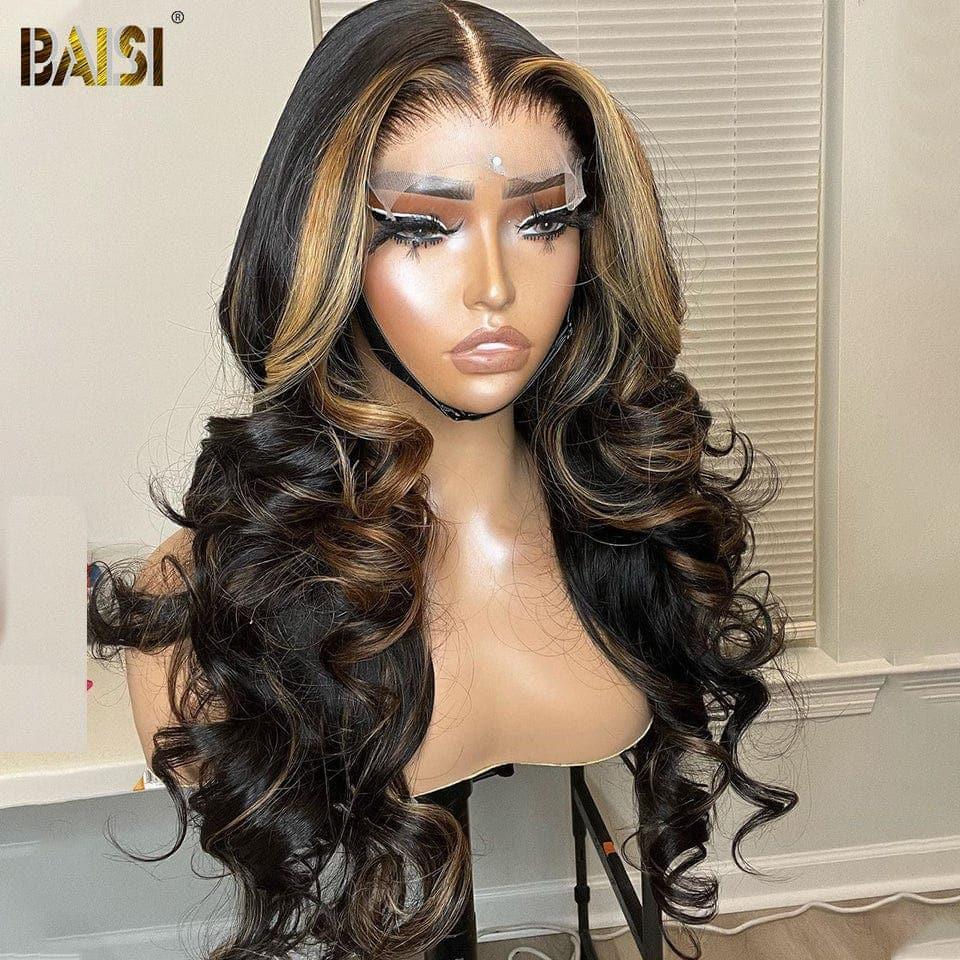 BAISI 13x4 Frontal Wig Body Wave Mixed Long In Color 1B#30 In 100% Human Hair