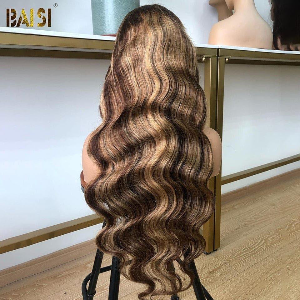 BAISI Achetez 2 perruques minimum au prix d'usine fournisseur 13x4 Lace Frontal Perruque Body Wave En Couleur Mixte #4MIX#27 Sans Colle Lace déjà couper Facile à Porter En 100% Cheveux Humains (Pas Besoins De Code)