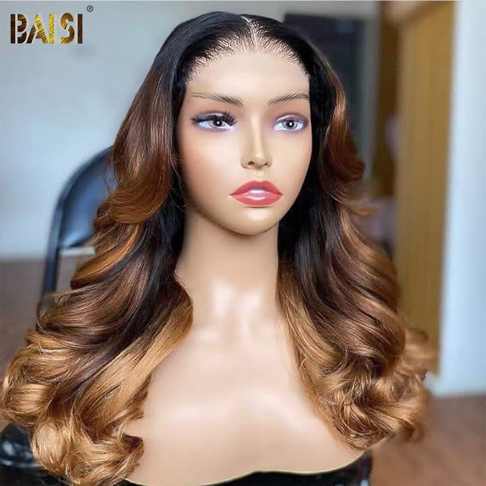 BAISI Achetez 2 perruques minimum au prix d'usine fournisseur 13x4 Lace Frontal Perruque Body Wave En Couleur Mixte #4MIX#27 Sans Colle Lace déjà couper Facile à Porter En 100% Cheveux Humains (Pas Besoins De Code)